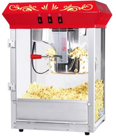 Great Northern Popcorn Company 6100 8 ounce Foundation Red Antique Style Popcorn Popper Machine, Red Floral, Counter-top Popper Machine