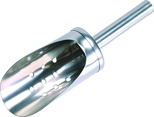 APS Edelstahl Eisschaufel Ø 5 cm, Länge 20 cm, mit gelochtem Schmelzwasserabfluss