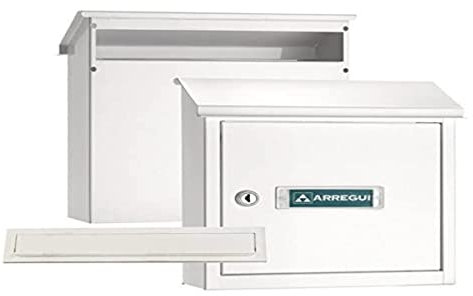 ARREGUI V4031 Pack Bocacartas + Buzón Recogecartas de Acero Para Puertas o Verjas en el Exterior, Buzón Exterior, Bocacartas de Boca 23x3 cm, Tamaño S (DIN A5), Fácil de Instalar, Blanco