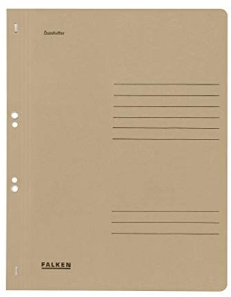 Original Falken 50er Pack Ösenhefter. Made in Germany. Aus Recycling-Karton mit ganzem Vorderdeckel, kaufmännische und Behördenheftung für DIN A4 grau Hefter Sammelmappe Blauer Engel