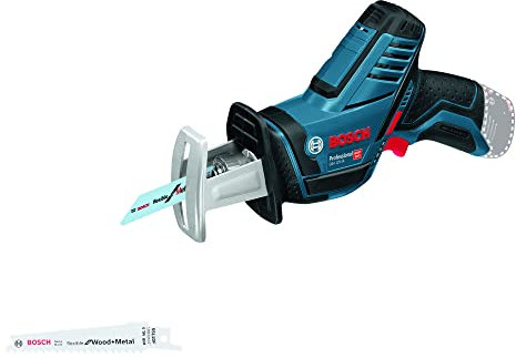 Bosch Professional 12V System Akku Säbelsäge GSA 12V-14 (Schnitttiefe Holz/Metallprofile: 65/50mm, inkl. 2 Sägeblätter, ohne Akku/ Ladegerät)
