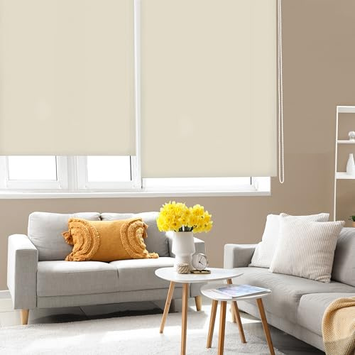 Blindecor Ara | Estor enrollable translúcido liso - Marrón claro, 160 x 175 cm (ancho por alto) | Tamaño de la Tela 157 x 170 cm | Estores para ventanas