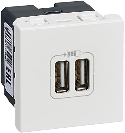 Legrand - Double chargeur USB Type-A Mosaic 3A 2 modules - blanc