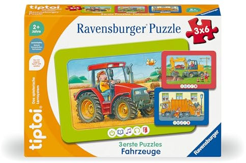 Ravensburger tiptoi Puzzle 00227-3 erste Puzzles: Fahrzeuge, niedliche Rahmenpuzzles für Kinder ab 2 Jahren
