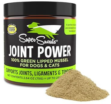 Super Snouts Joint Power 100% Green Lipped Mussels for Dogs & Cats - Dog Joint Supplement Powder Supports Joints, Tendons, Ligaments (2.64 oz)