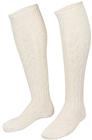 Piarini - Par de calcetines largos para traje tradicional - Punto trenzado - Estilo rústico bávaro - Jaspeado - 43-44