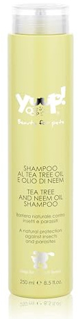 YUUP! - Shampoo per Cani e Gatti al Tea Tree Oil e Olio di Neem, 250 ml, azione repulsiva nei confronti di zanzare, tafani, zecche, mosche e pulci