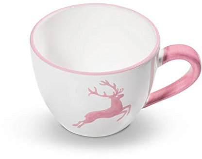 GMUNDNER KERAMIK Teetasse Maxima Füllmenge : 0.4 Liter Rosa Hirsch Geschirr, handgemacht in Österreich