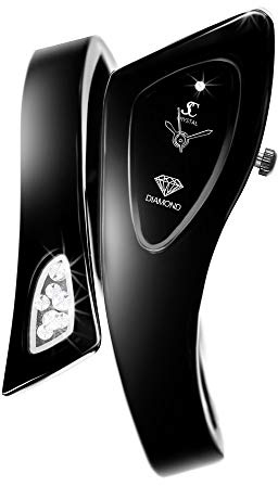 SC Crystal - Montre pour Femme, Noir, Montre en Métal rhodié, Réglable avec Fermoir, Idée Montre Cadeau pour Femme - Cliquez sur Visiter la Boutique pour Voir nos Bijoux.