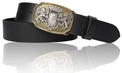 FRONHOFER Trachtengürtel zweifarbig mit Bayern Wappen, echt Leder, 17110