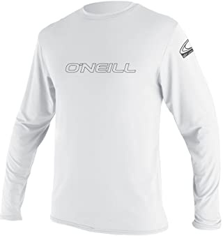O'Neill Men’s Basic Skins Long Sleeve Sun Shirt, UPF 50+ Sun and Rash Protection for Surfing and All Outdoor Activities, White, Medium