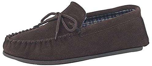 Mens Real Suede Leather Moccasins with Hard Wearing PVC Sole