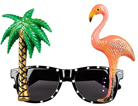 Boland 52517 - Partybrille Hawaii, Brille mit Flamingo und Palme, Kostüm Zubehör, Faschingskostüme, Karneval, Sommer Party