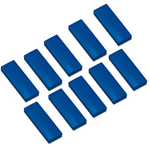 10x Faxland Magnete rechteckig, Blau 54x19 mm, Haftmagnete für Whiteboard, Kühlschrankmagnet, Magnettafel, Magnetwand, Magnet