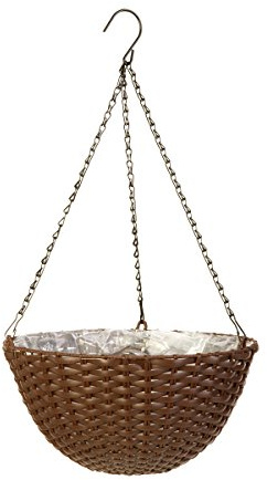 14 Resin Woven Hanging Basket, Espresso Brown, Hangings Basket