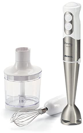 Ariete 886 - Batidora de varilla, picador 500 W, color plata y blanco