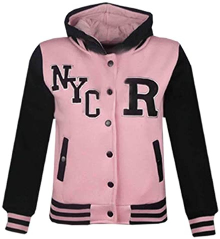 A2Z 4 Kids Enfants Unisexe Filles Garçons Baseball Fox NYC - B.B Jacket Light Pink Fox Style 9-10