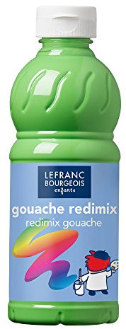 Lefranc Bourgeois 188013 flüssige Tempera Redimix Farbe, leuchtende Gouachefarbe auf Wasserbasis, hohe Deckkraft, hervorragenden Maleigenschaften, gebrauchsfertig, 500ml Flasche - Hellgrün