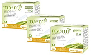 Masmi ekologiska tamponger, 3-pack, tillverkad av certifierad ekologisk bomull. Superplus