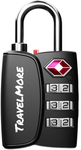 1-Pack TSA Approved 3-Digit Luggage Lock with Open Alert Indicator for Travel Suitcases & Baggage | Luggage Lock | TSA Lock | Black