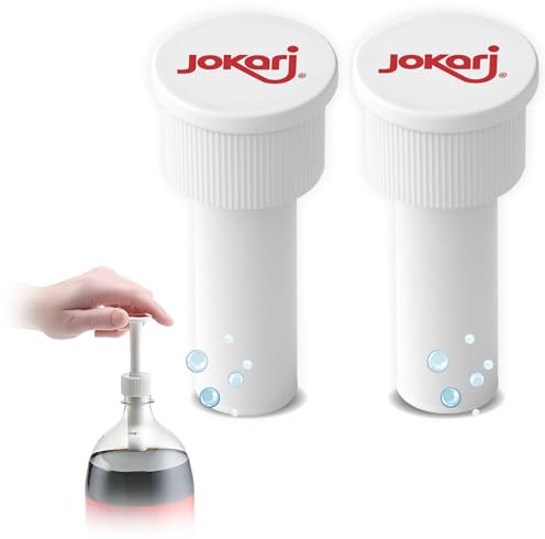 Jokari Fizz Keeper Pump Cap for 2 Liter Soda Bottles 2 Pack Pressurizing Carbonation Saver for Soft Drinks Reusable Cap Keeps Soda Fizzy Dishwasher Safe for 1 to 2 Liter Bottles