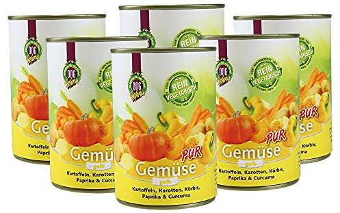Schecker Nassfutter - 100% Gemüse pur - gelb - rein vegetarisch - ideal zum Barfen/Schonkost 6 x 410 g - Diätfutter - hypoallergen