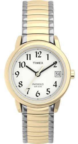 Timex Women's Easy Reader 25mm Watch – Two-Tone Case White Dial with Two-Tone Expansion Band