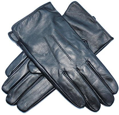 Jasmine Silk Mens Genuine Lambskin Leather Cashmere Lined Gloves BLACK (Large)