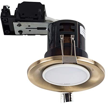 MiniSun | Modern Fire Rated Antique Brass GU10 Recessed Ceiling Downlight/Spotlights | Recessed Lighting, Home Décor Essential | Pack of 4 | Includes 5W LED Bulbs [6500K Cool White] | Mains Wired