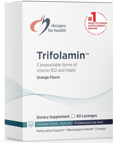 Designs for Health Trifolamin B12 + Folate Lozenges - 3000mcg B12 (Three Forms) + MTHF Methylfolate Supplement - Delicious Orange Flavor, Fast-Dissolve Tablets (60 Lozenges)