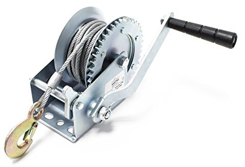 Wiltec Handseilwinde bis 350kg Übersetzung 3,2:1 120x138x192mm, Winde mit 10m Drahtseil, Seilwinde handbetrieben, Handseilzug effizient, Forstseilwinde