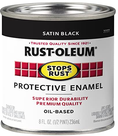 Rust-Oleum 7777730 Stops Rust Brush On Paint, Half Pint, Satin Black