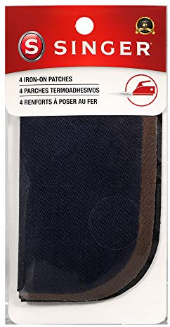 SINGER 00086 5-Inch by 5-Inch Dark Assorted Iron On Patches, 4-Count (101227)