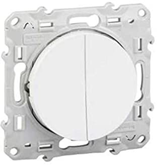 Schneider Electric - Odace, va-et-vient + va-et-vient lumineux Blanc, 10 A, à vis, LED orange 1,5 mA - S520273