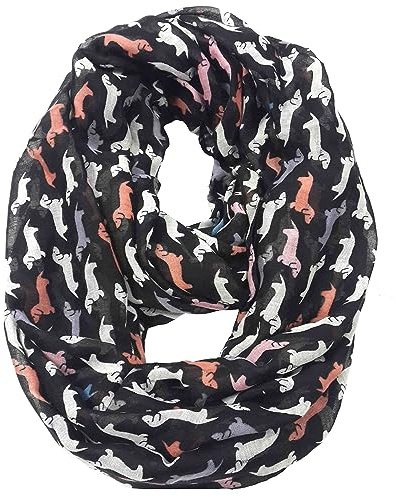 Lina & Lily Bufanda Infinita Snood con Estampado de Perro Salchicha Teckel Dachshund (Multicolor)