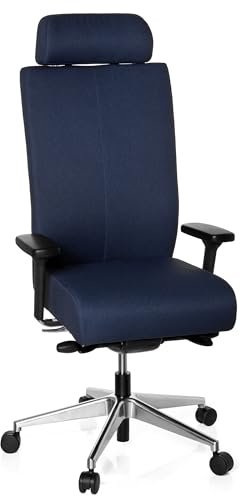 hjh OFFICE 608620 Profi Bürostuhl PRO-TEC XXL Stoff Blau Chefsessel ergonomisch, bis 150kg belastbar, hohe Rückenlehne