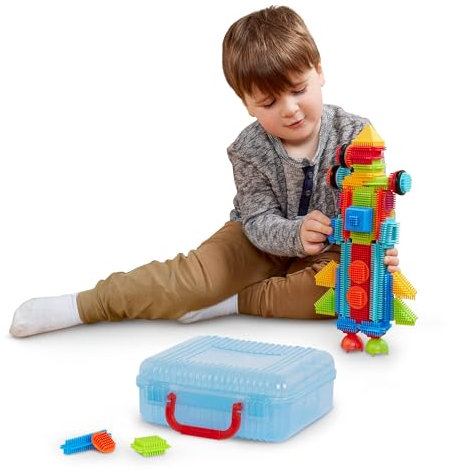 Bristle Blocks 50 Teile Bausteine Basic Set – Lernspielzeug Bauklötze mit Borsten, Motorikspielzeug – Kinder und Baby Spielzeug ab 2 Jahren