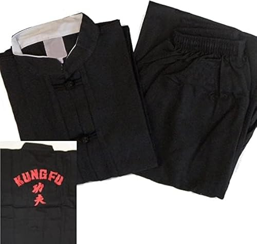Budodrake Kung Fu Anzug schwarz mit Rückenbedruckung/Rückendruck, für Kinder & Erwachsene (150)