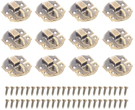 10 Piezas Latón antiguo de la joyería caja de madera decorativa del cerrojo del cerrojo de cierre de la cerradura con los tornillos