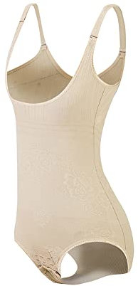 KSKshape Damen Shapewear Body Shaping Bodysuit Miederslip Postnatal Erholung Bauch Weg Taillenformer Figurformender,Beige,S
