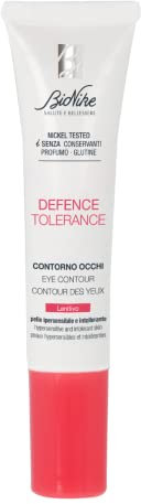 Bionike Defence Tolerance - Crema Contorno Occhi Lenitiva, per Pelli Ipersensibili e Intolleranti, Previene e Riduce Rossore e Irritazione, Dona Sollievo Immediato, 15 ml