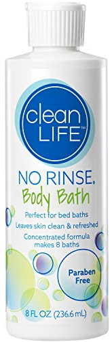 No-Rinse CleanLife Products Body Bath, 8 fl oz (Makes 8 Complete Baths) – Gentle, Concentrated Liquid Body Wash Made in USA – Ideal for Post-Surgery, Elderly Care, Camping, and Travel