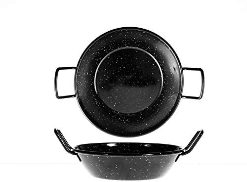 La Valenciana Casseruola 2 Manici, Ferro Smaltato, Nera, cm 18, Nero, 18 cm