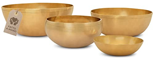 MASSAGE-EXPERT Ensemble professionnel de bols chantants tibétains [4 x bols], de Mini Ø 13,5 cm - tonalité haute, à Grand Ø 26,0 cm - toanlité basse, pour massage sonore, thérapie sonore, relaxation et yoga