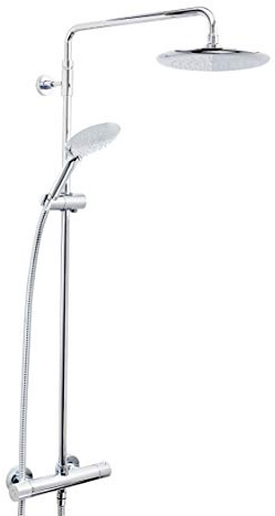 Bristan CR SHXDIVFF C Carre Exposed Fixed Head Bar Shower with Diverter and Kit, Chrome