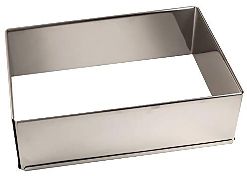 Lares Backform/Backrahmen eckig, extra hoch, in Karton - aus rostfreiem Edelstahl - verstellbare Größe - Made in Germany