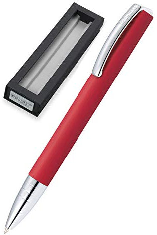 ONLINE Kugelschreiber Vision Red I Drehkugelschreiber mit Standard Großraummine in Strichstärke M, Schreibfarbe Schwarz I Eleganter Kulli mit gebürsteter Oberfläche in Geschenkbox
