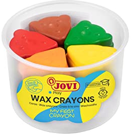 Jovi - Cires ergonomiques pour enfants MY FIRST CRAYON - Lot de 30 cires en 8 couleurs assortis pour un apprentissage créatif, Forme d'ours, Très résistant (943)