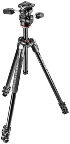 Manfrotto 290 Xtra Aluminum 3-Section Tripod Kit with 3-Way Head (MK290XTA3-3WUS), Black