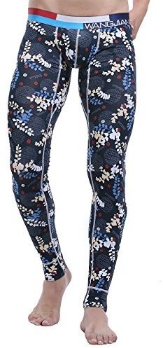 ARCITON Hombre Pantalones Largos Calzoncillos Cómoda y Suave Ropa Interior Térmica Hombre Leggins XL(Cintura: 88cm-95cm) 5005CKU Hojas